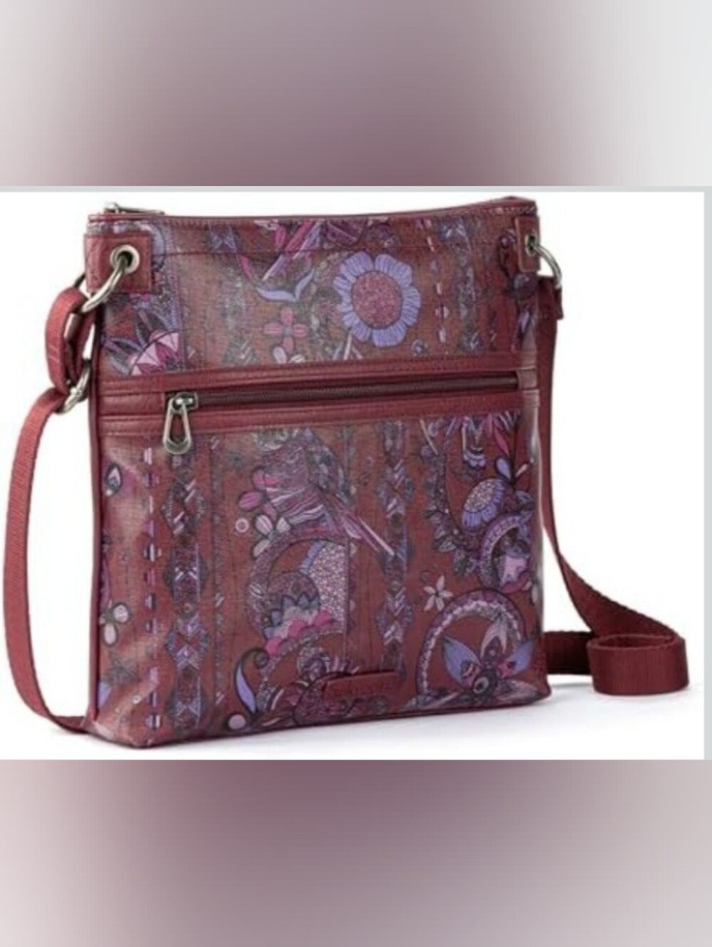 Sakroots Artist Circle Flat Crossbody, Cotton Coated Canvas NWOT